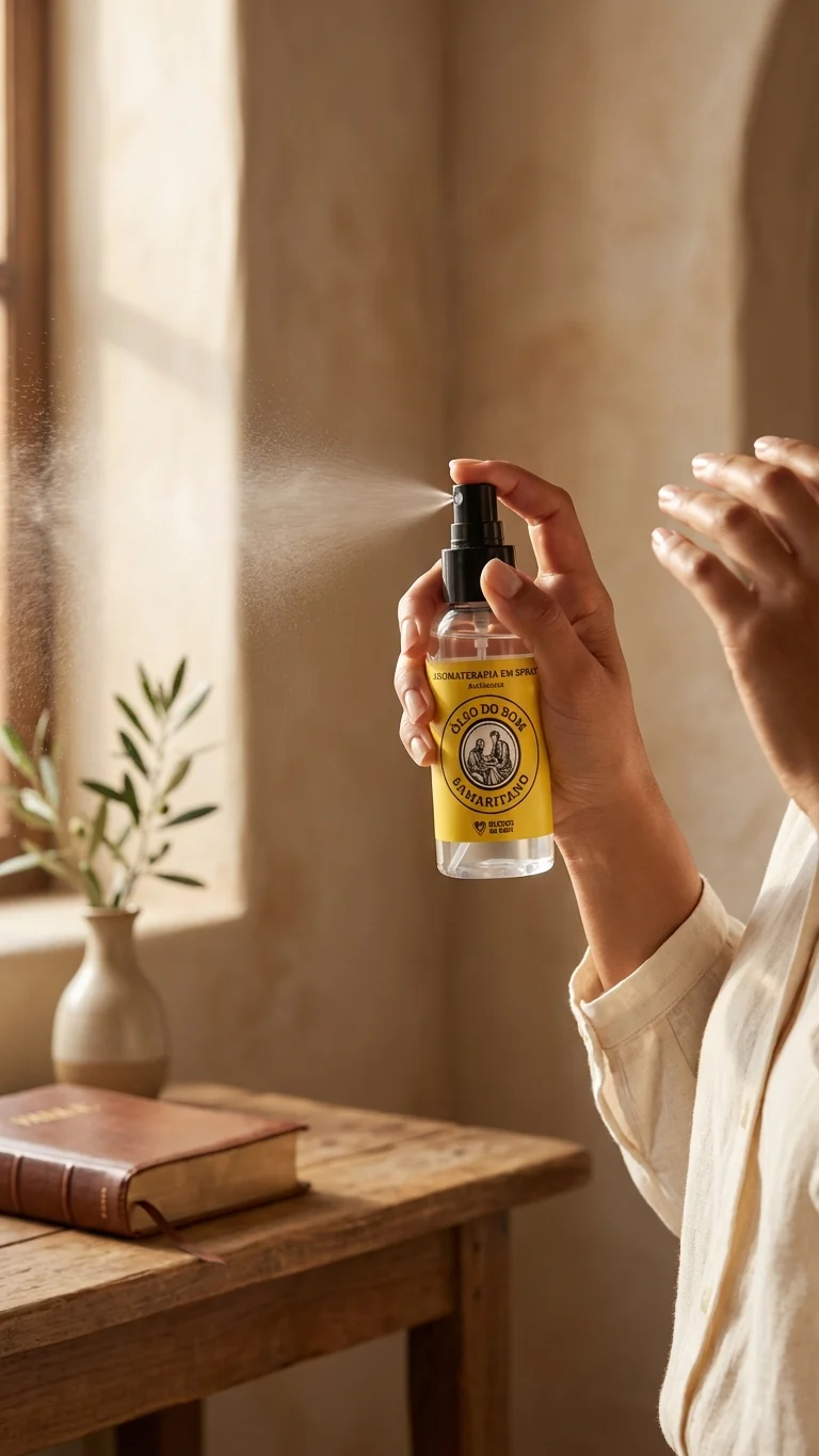 Spray Bom Samaritano em um ambiente preparado para a oração
